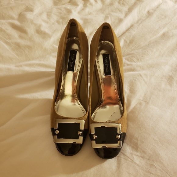 White House Black Market. Suede Colorblock Heel - Picture 2 of 4